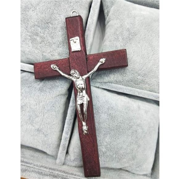 Catholic Crucifix Wall Cross 3 Pack, Small Wooden Cross with Jesus, 4.7 inches - Picture 2 of 6